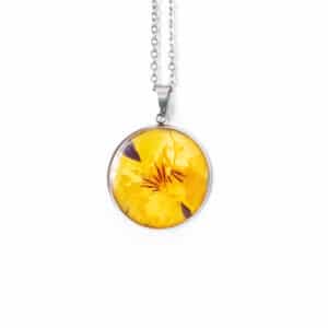 Collier fleuri NINA - Pensée jaune / violette - Bijoux en fleurs séchées