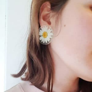 Boucles d'oreilles fleuries ARON - Marguerite - Bijoux fleuris FRANCE