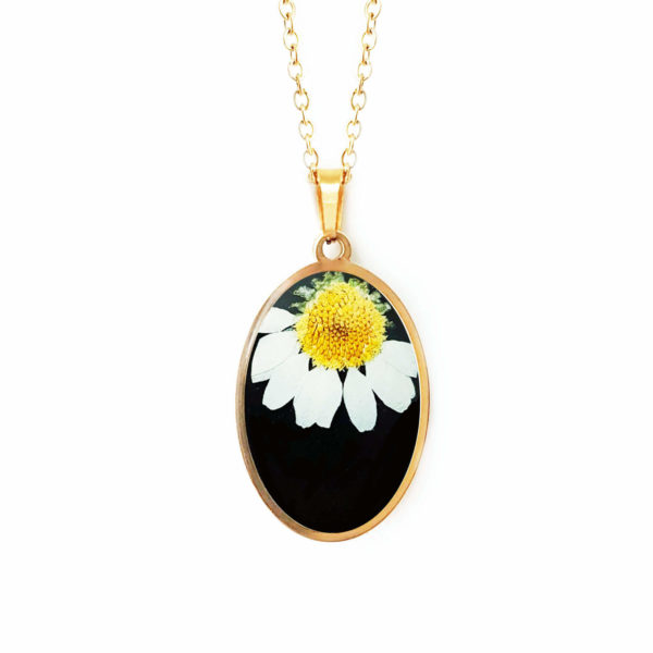 Collier fleuri CEZARY - Marguerite - Bijoux fleurs séchées