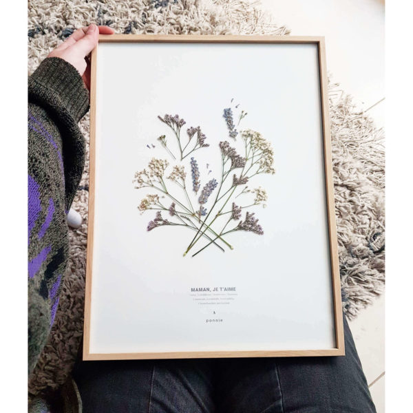 Herbier Fleuri #MAMAN JE T'AIME 30 x 40 cm - Cadeau fête des mères