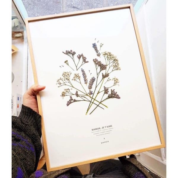 Herbier Fleuri #MAMAN JE T'AIME 30 x 40 cm - Cadeau fête des mères