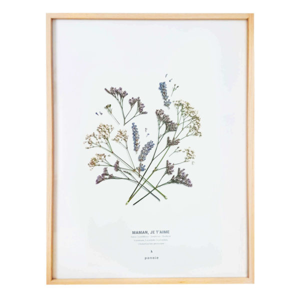 Herbier Fleuri #MAMAN JE T'AIME 30 x 40 cm - Cadeau fête des mères