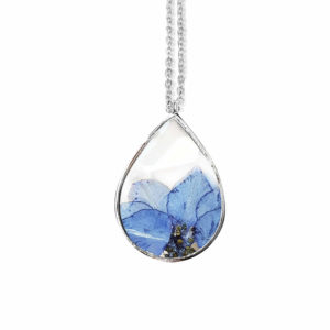Collier fleuri EWA - Delphinium Bleu - Bijoux fleurs incrustées