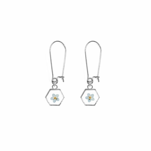 Boucles d'oreilles fleuries ISIDOR ROND - Myosotis - Bijoux fleuris PARIS