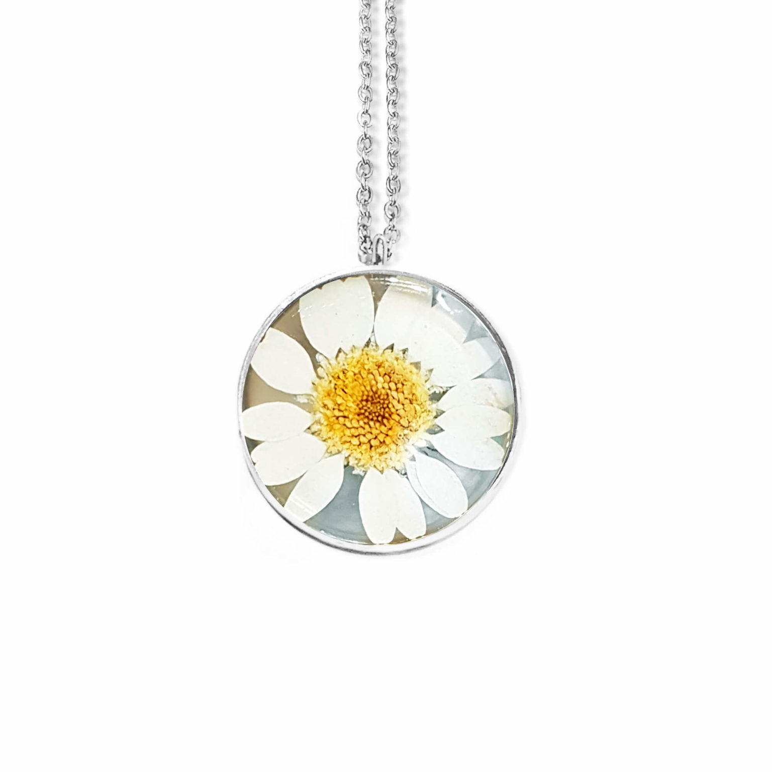 Collier Pendentif Marguerite En émail Sur Argent Sterling - Occasion