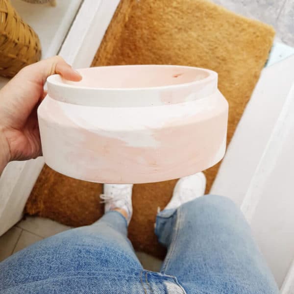 Pot en roche XXL Marbre Rose - BOUGIE XXL végétale - POT bougie