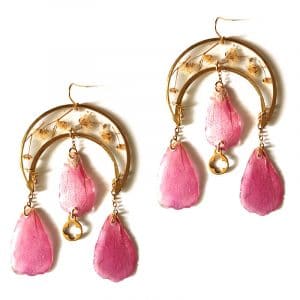 Boucles d'oreilles - Gypsophile et pétales de Comos - BIJOUX FLEURIS