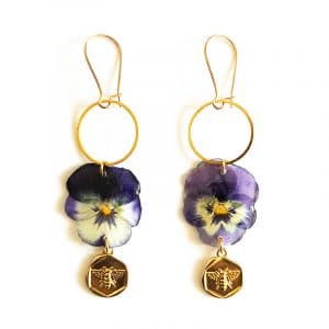 Boucles d'oreilles fleuries - Pensée Violette - BIJOUX FLEURIS FRANCE