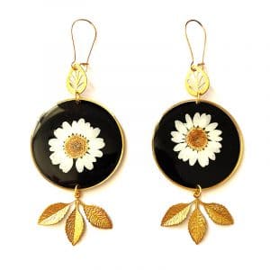 Boucles d'oreilles fleuries - Grande Marguerite - BIJOUX FLEURIS PARIS