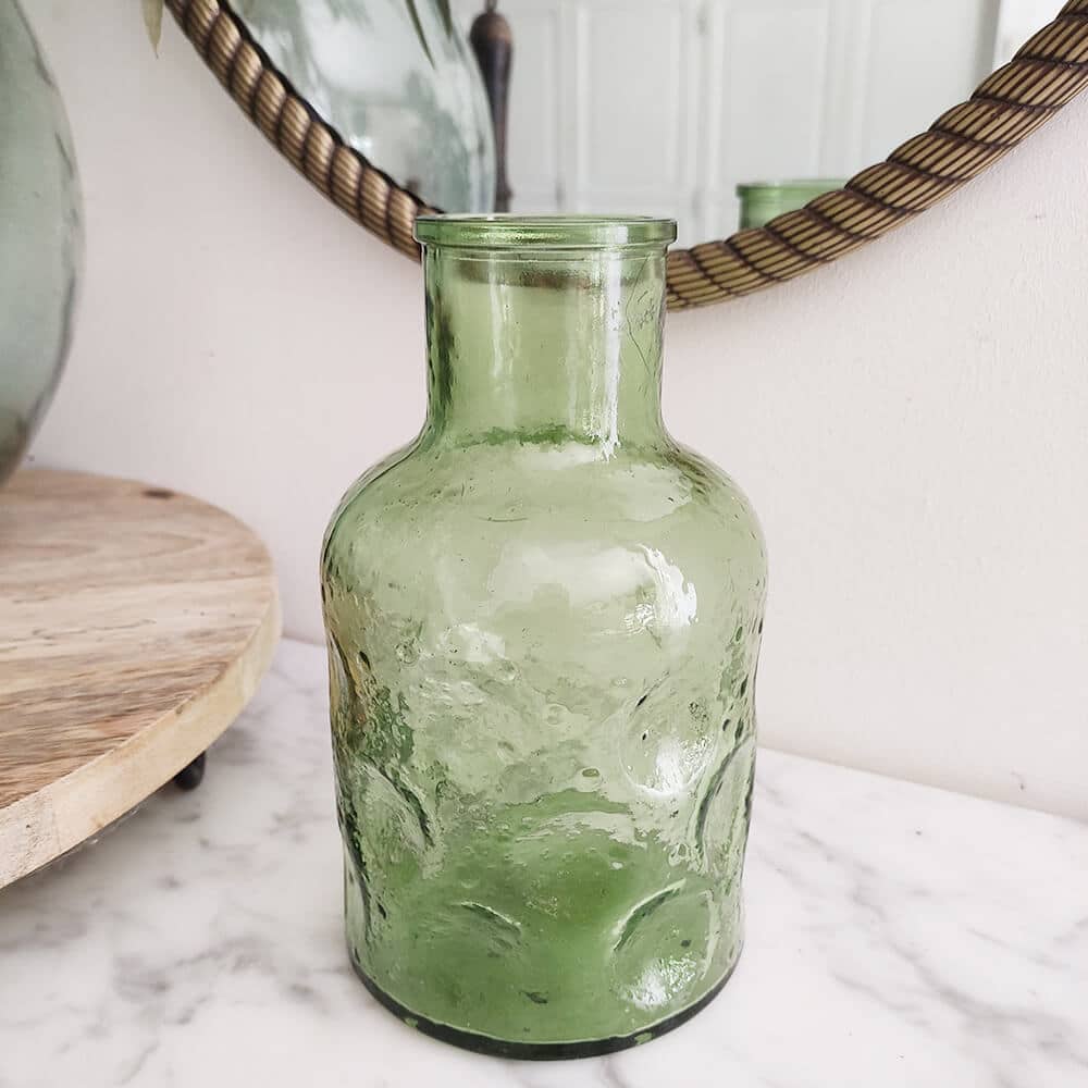 Vase vert bouteille petite ouverture